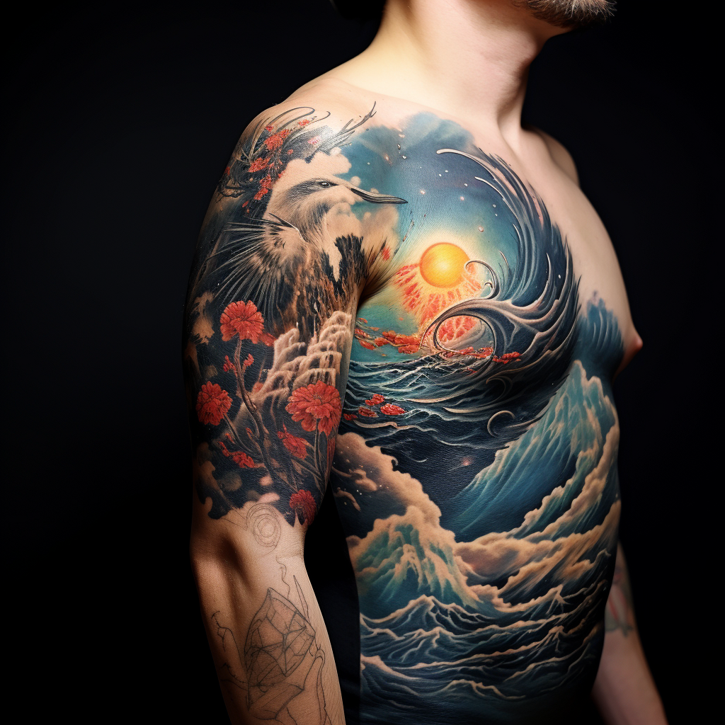 a tattoo,birds,Prometheus Bound and the Oceanids