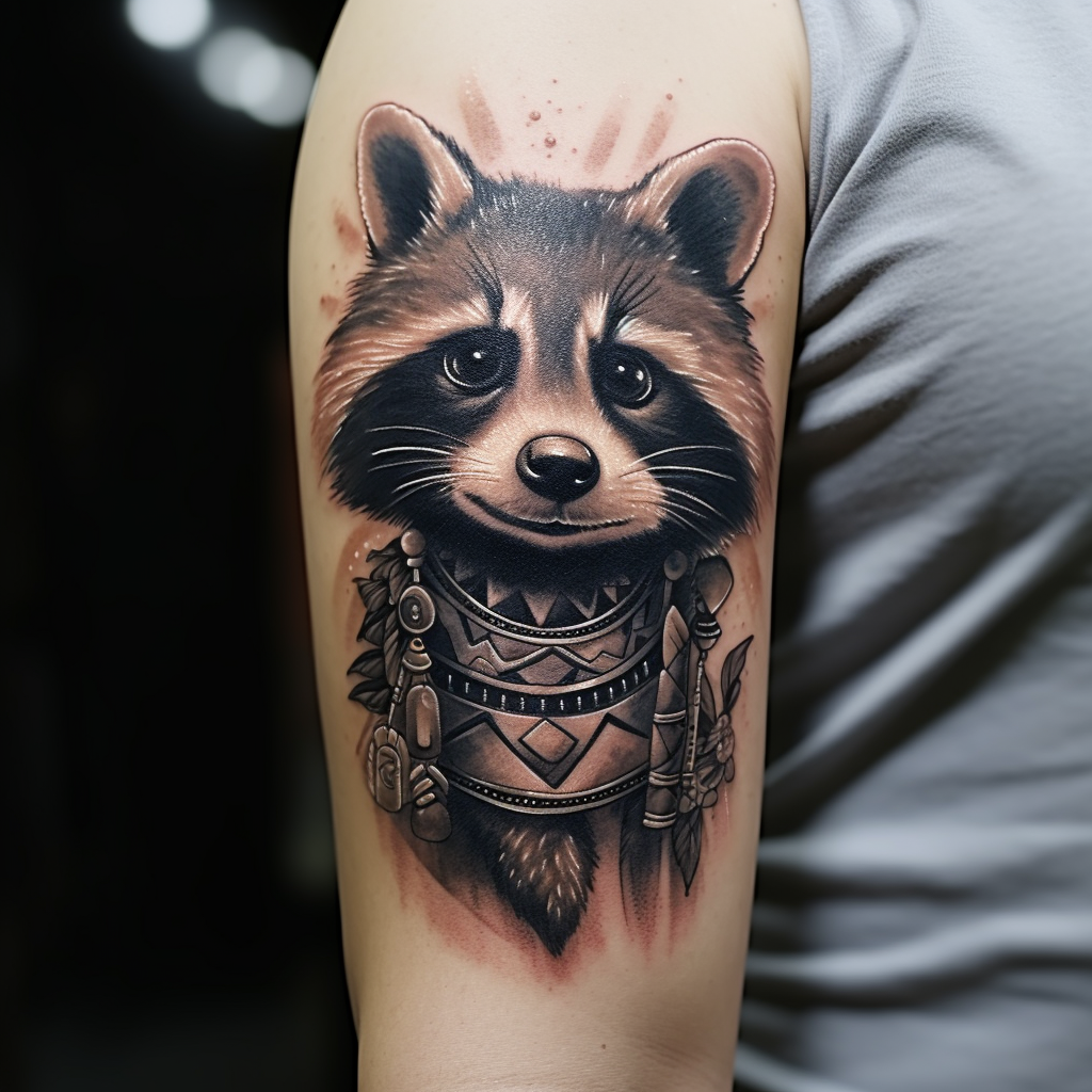 arm-tattoos,Cute Raccoon