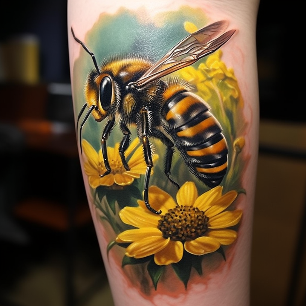 amazing-tattoos,Realistic Bee Tattoo