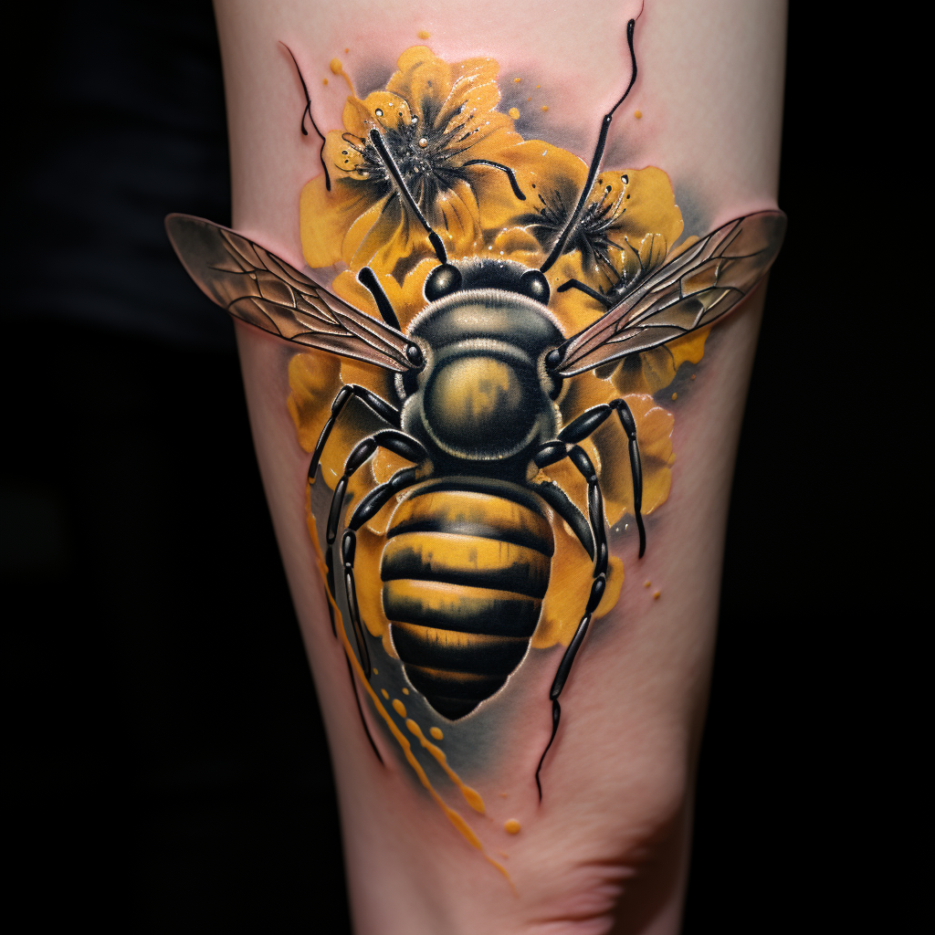 bug-tattoos,Realistic Bee Tattoo
