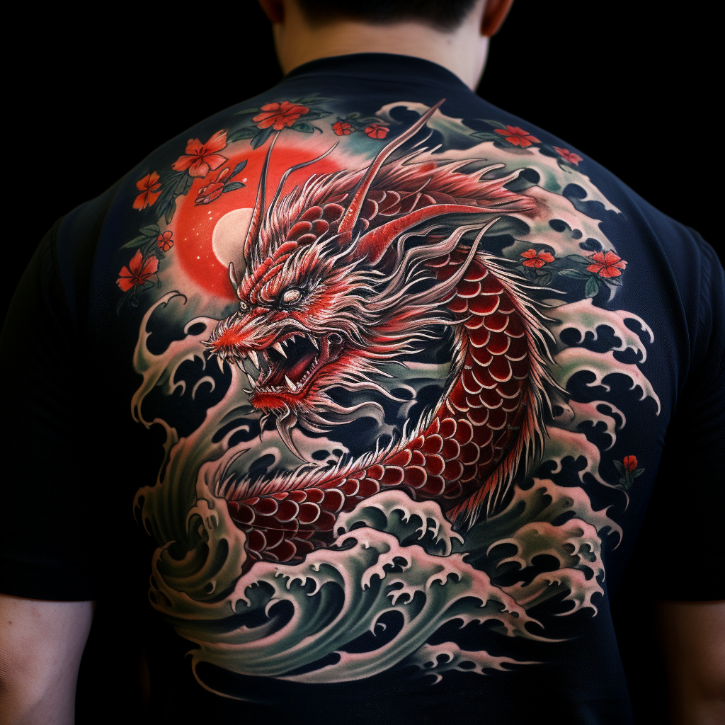 animal-tattoos,Red Japanese Dragon