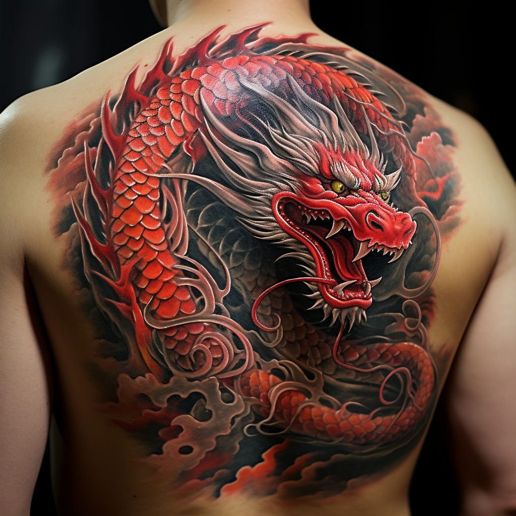 animal-tattoos,Red Japanese Dragon