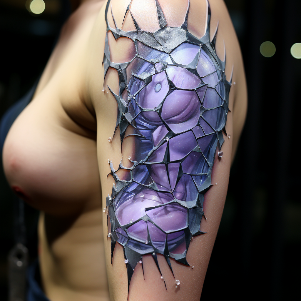 3d-tattoos,Shattered Glass Armpit Tattoo