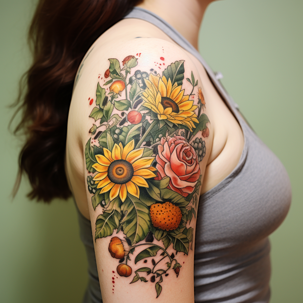 elbow-tattoos,She’s inlove with sunflowers