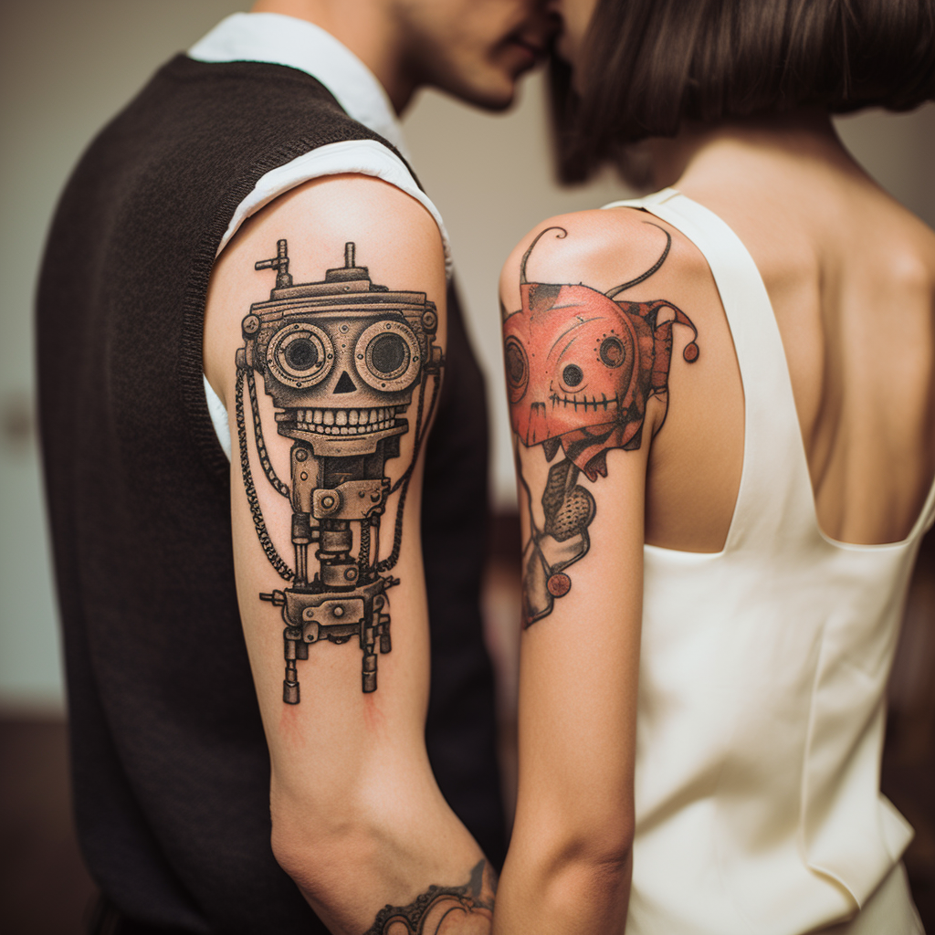 couple-tattoos-2,Skeleton Love