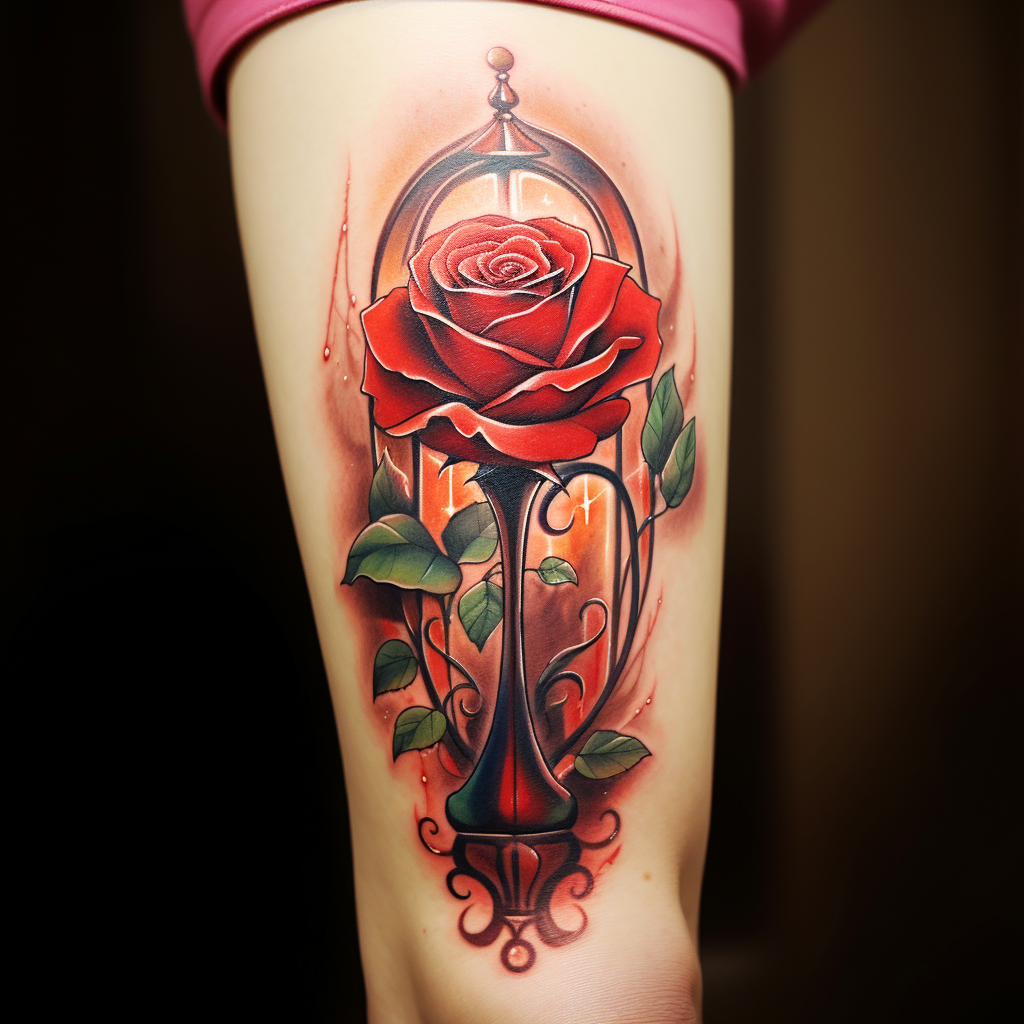cartoon-tattoos,Enchanted Rose Tattoo