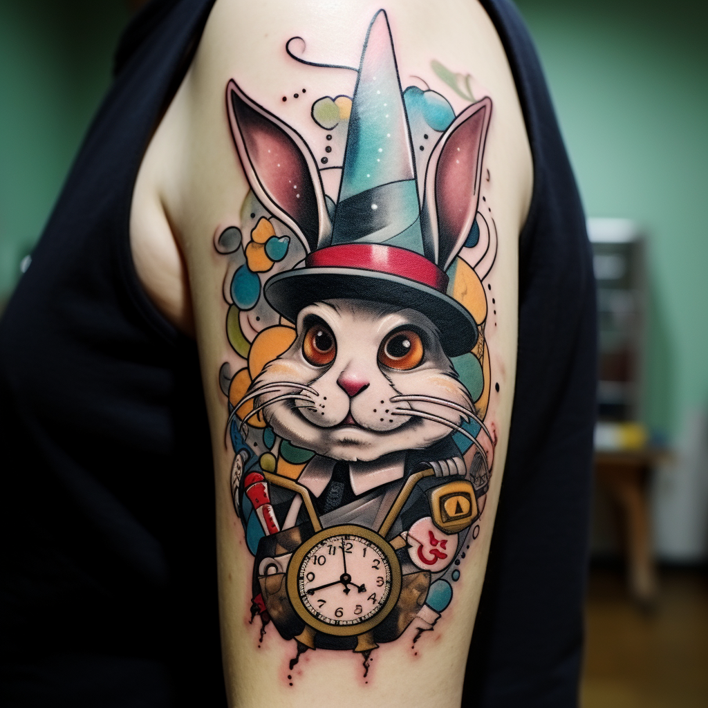 cartoon-tattoos,The White Rabbit