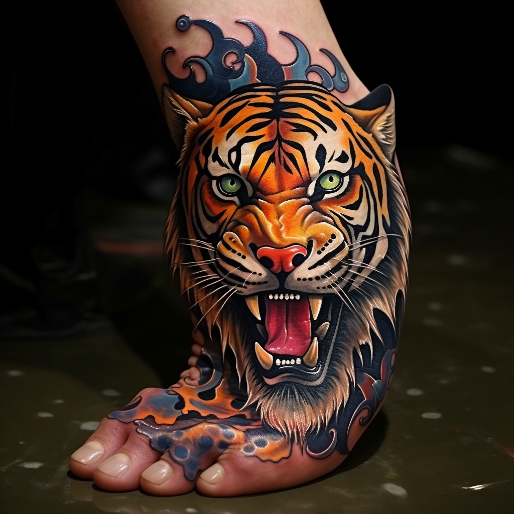 amazing-tattoos,Tiger Foot Tattoo