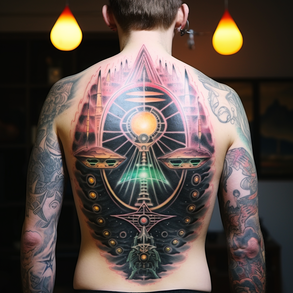 back-tattoos,UFO Enlightened My Body