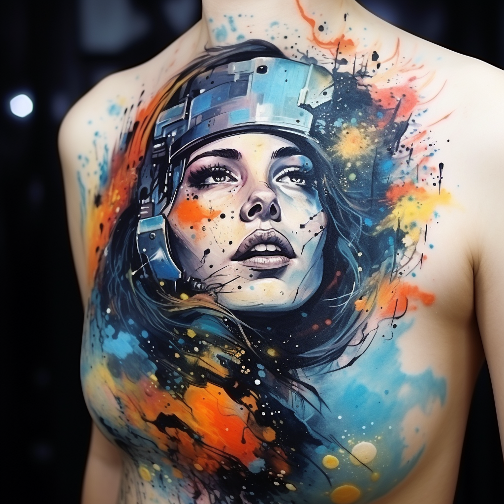 amazing-tattoos,Abstract Space Portrait