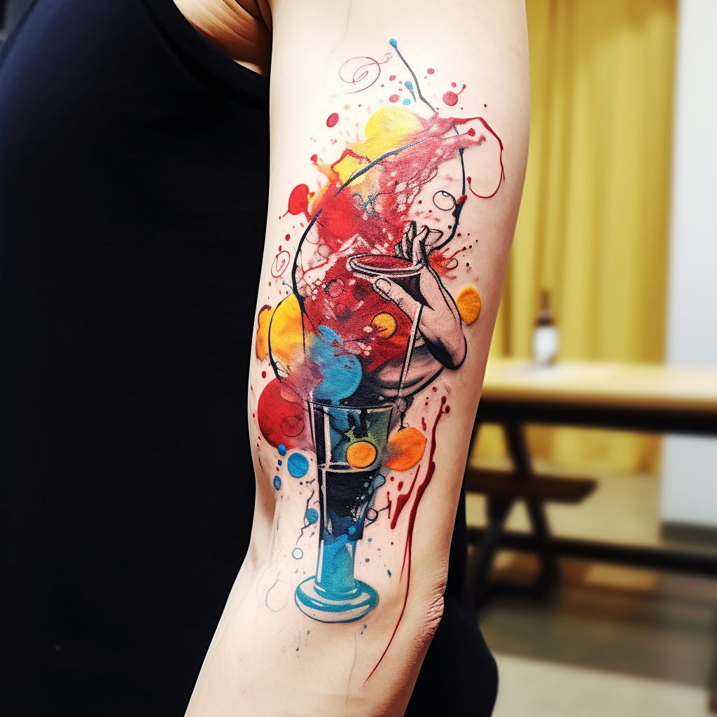 abstract-tattoos,Wine Diver