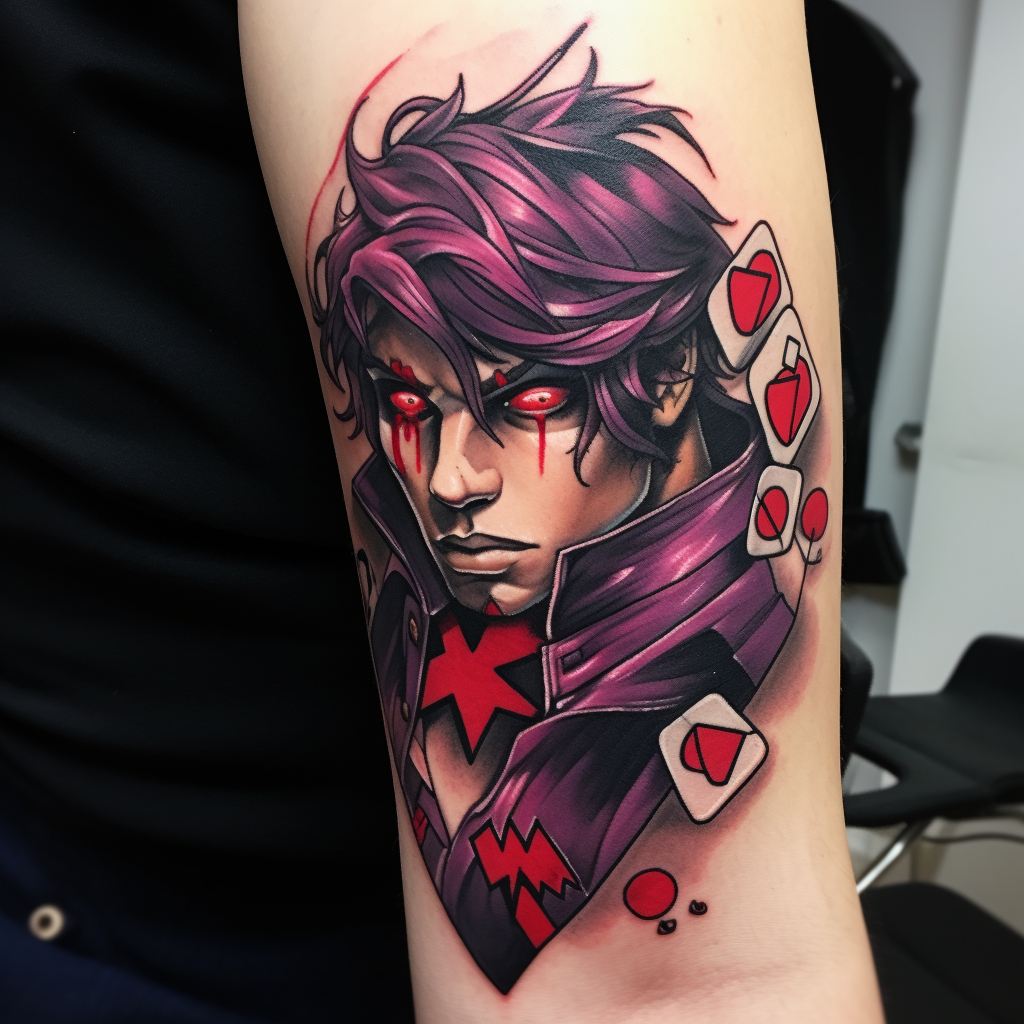 cartoon-tattoos,X-Men Gambit Tattoo By Matt Lukesh