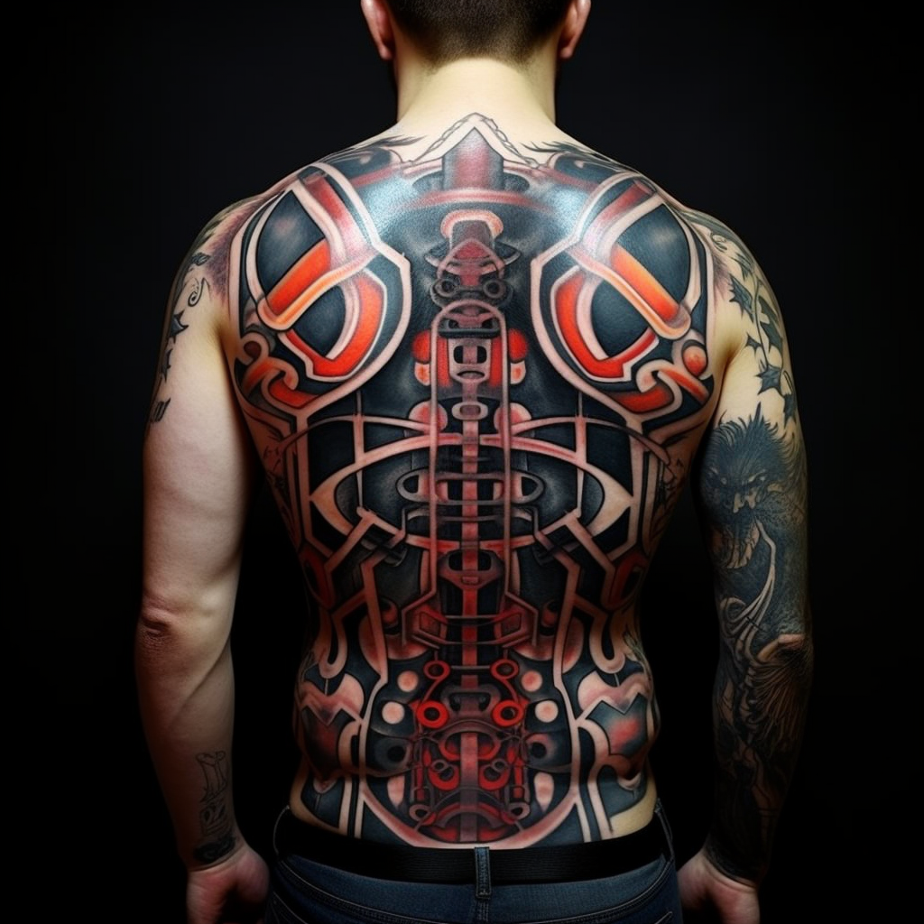 3d-tattoos,Abstract Pattern Back Tattoo