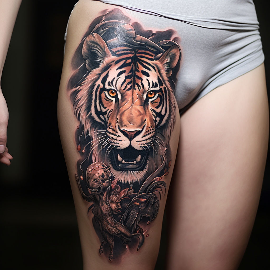 animal-tattoos,Baboon, Tiger & Lion