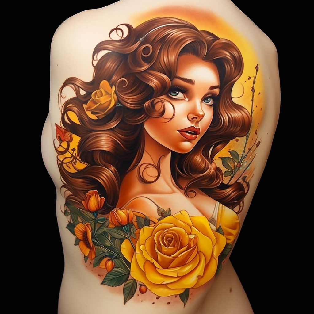 animation-tattoos,Belle from Beauty and the Beast