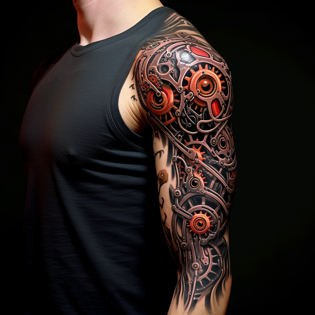 3d-tattoos,Biomechanical Arm