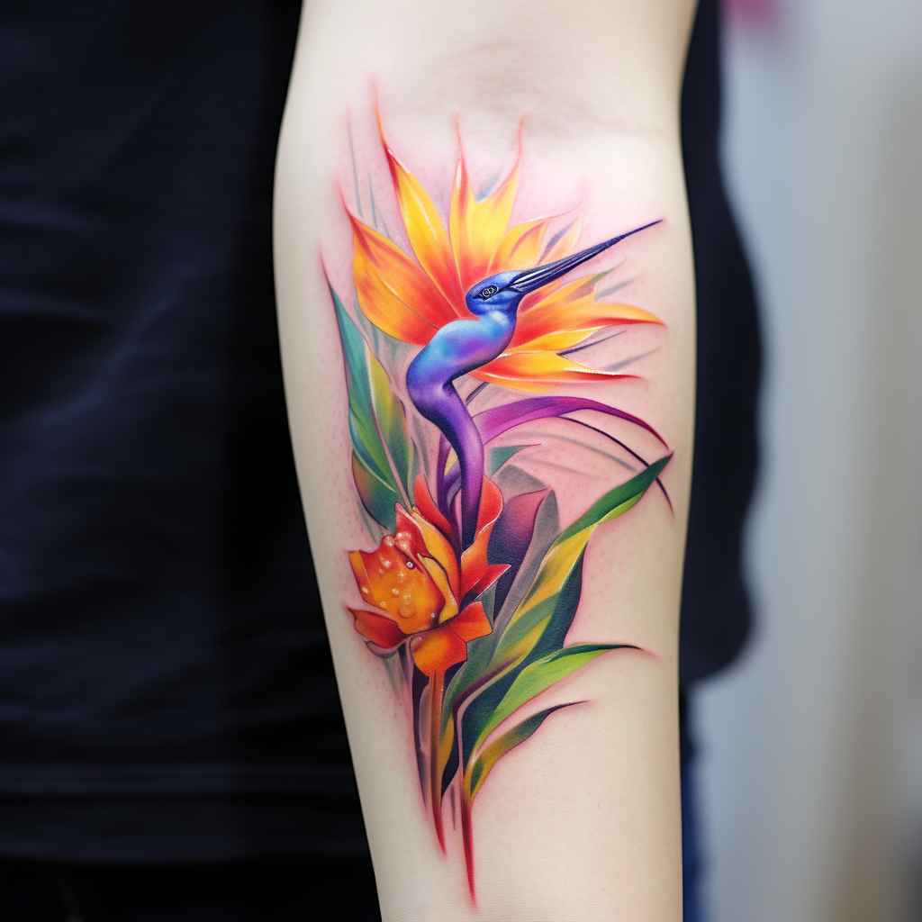 colourful-tattoos,Bird of Paradise Flower