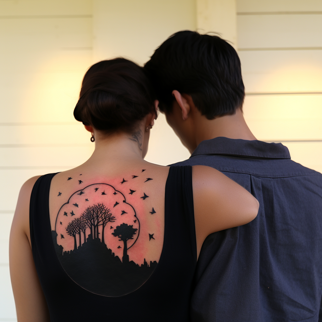 couple-tattoos-2,Couple Silhouettes