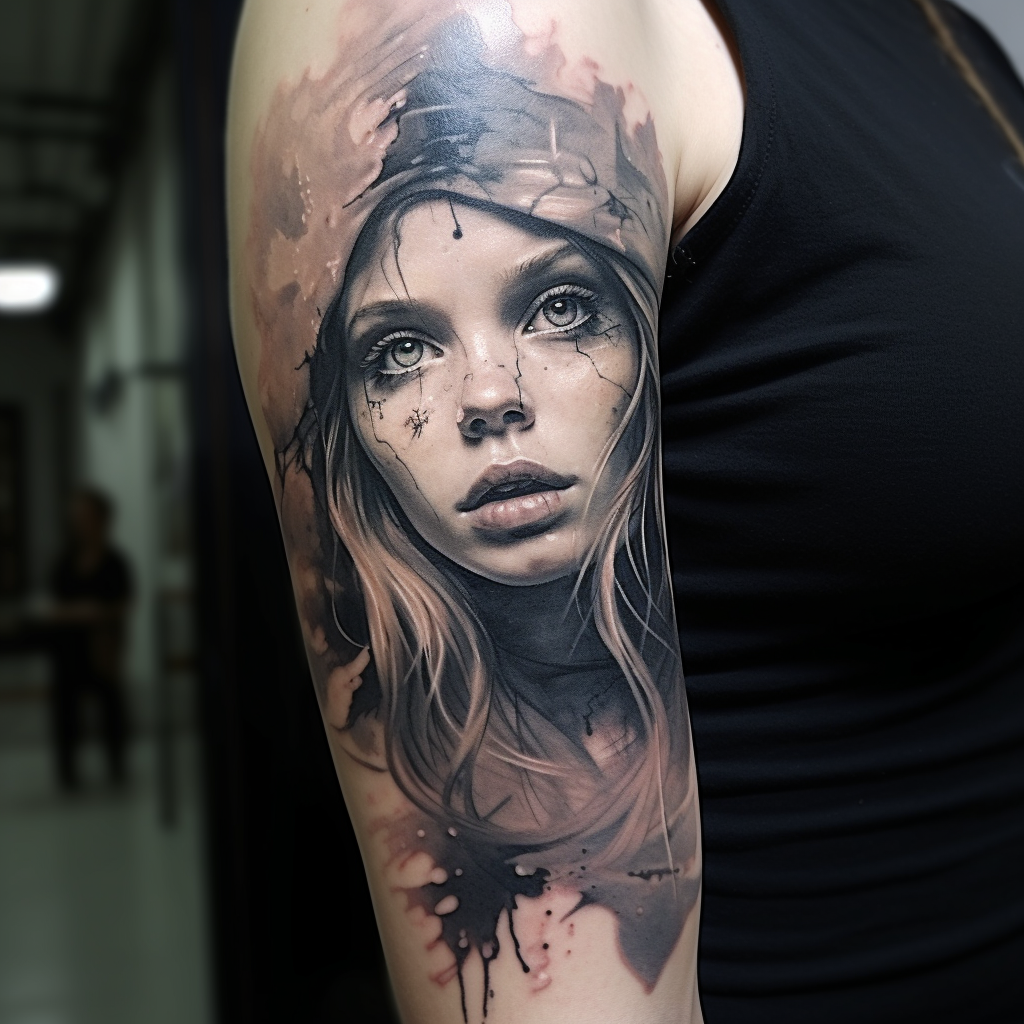 arm-tattoos,Creepy Portrait