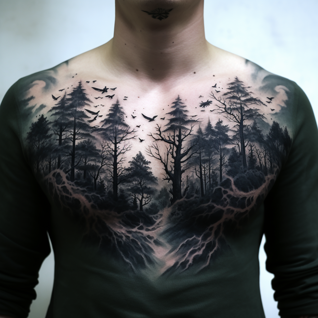chest-tattoos,The Dark Forest
