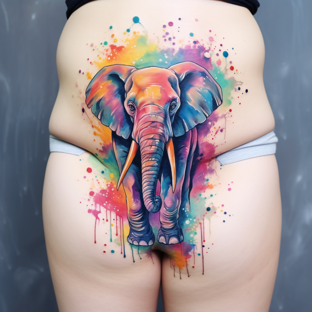 colourful-tattoos,Watercolor Elephant