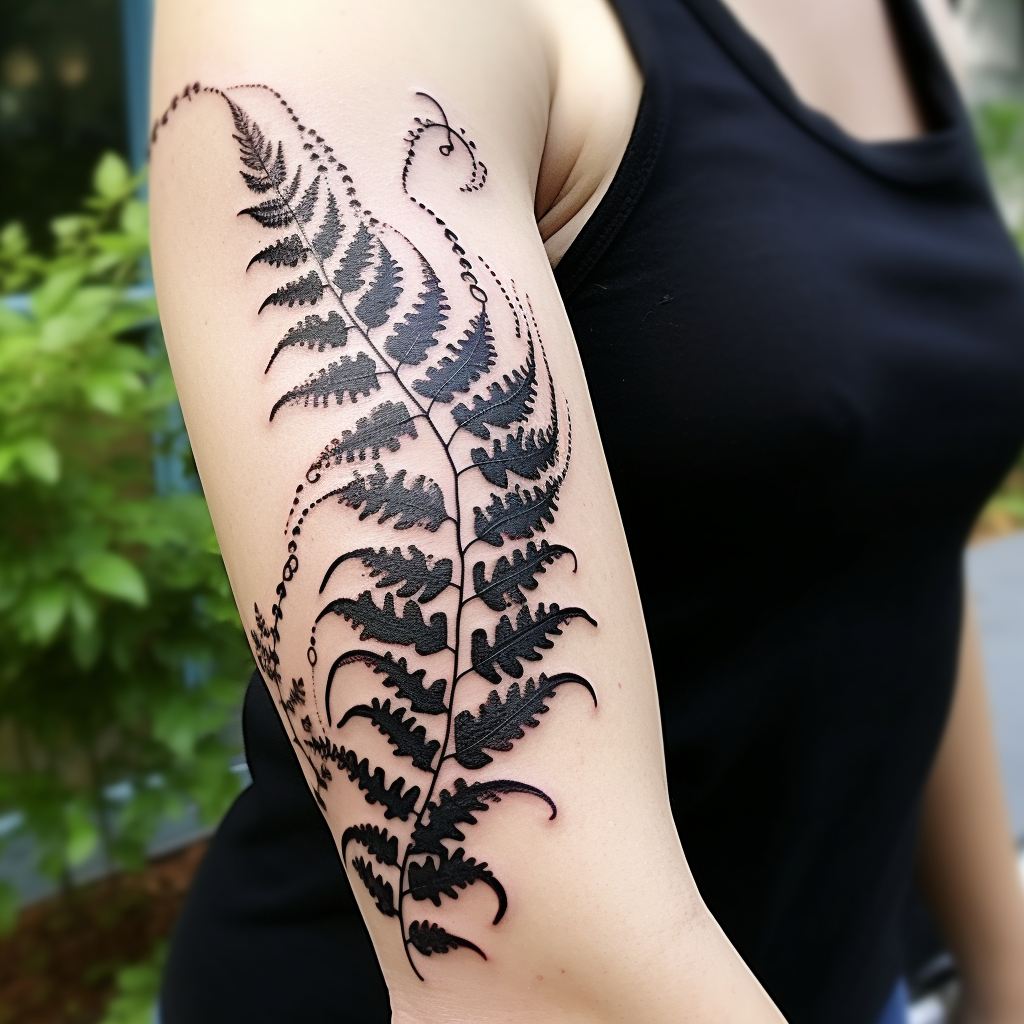 a tattoo,black-ink,Freehand Fern