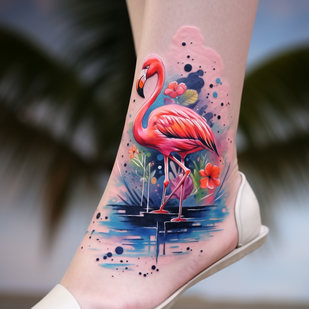 a tattoo,birds,Flamingo Ankle