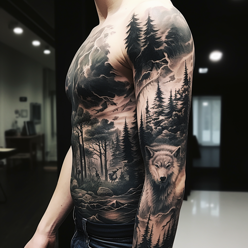 animal-tattoos,Forest Sleeve