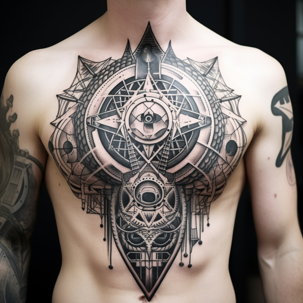 chest-tattoos,Geometric Chest