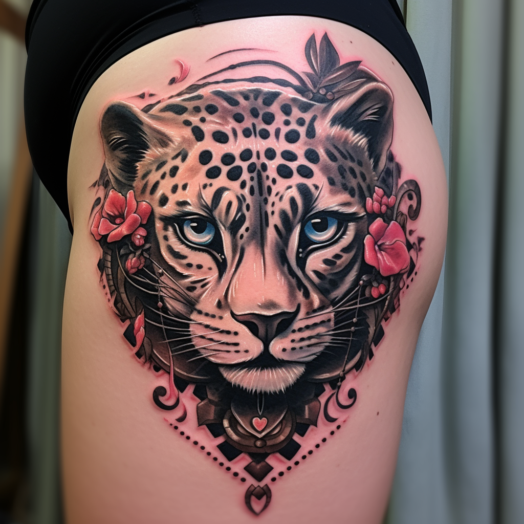 cat-tattoos,Leopard Butt Tattoo