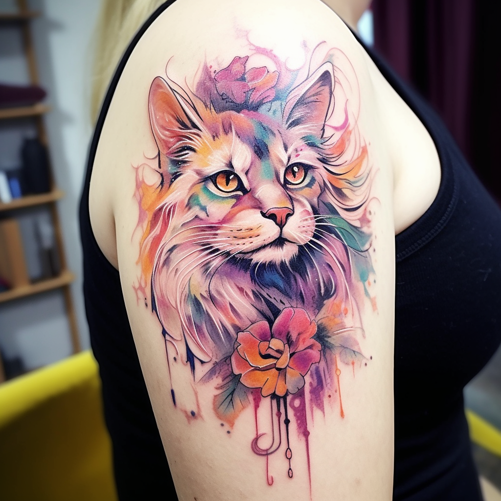 cat-tattoos,Lion Watercolor