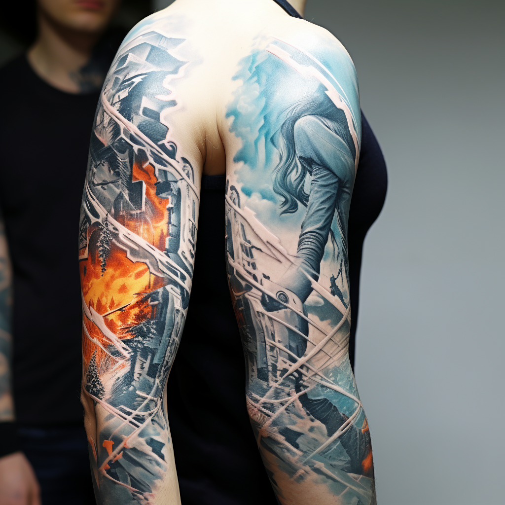 amazing-tattoos,Mechanical Ice Climbing Sleeve