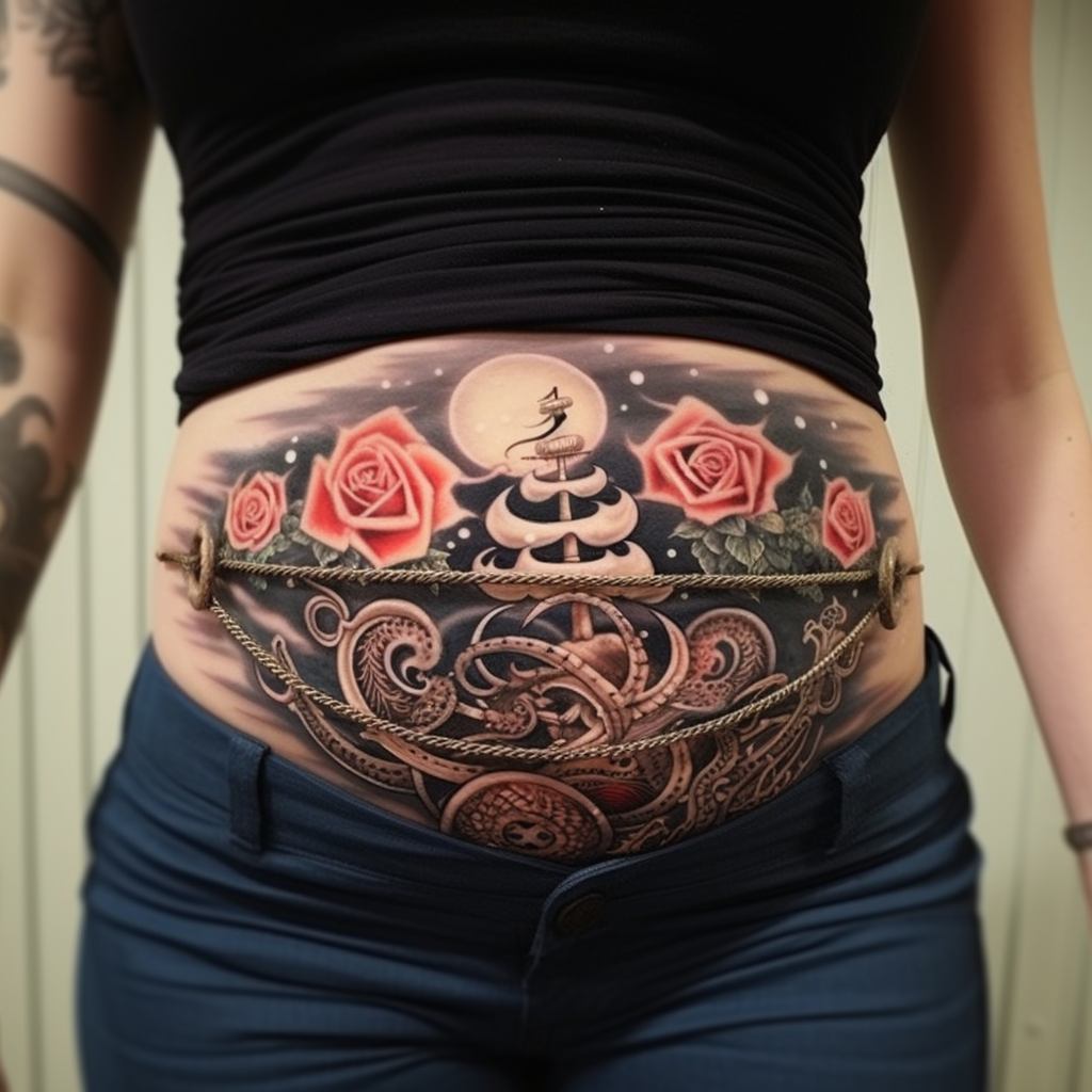 belly-tattoos,Nautical Underboob Tattoo