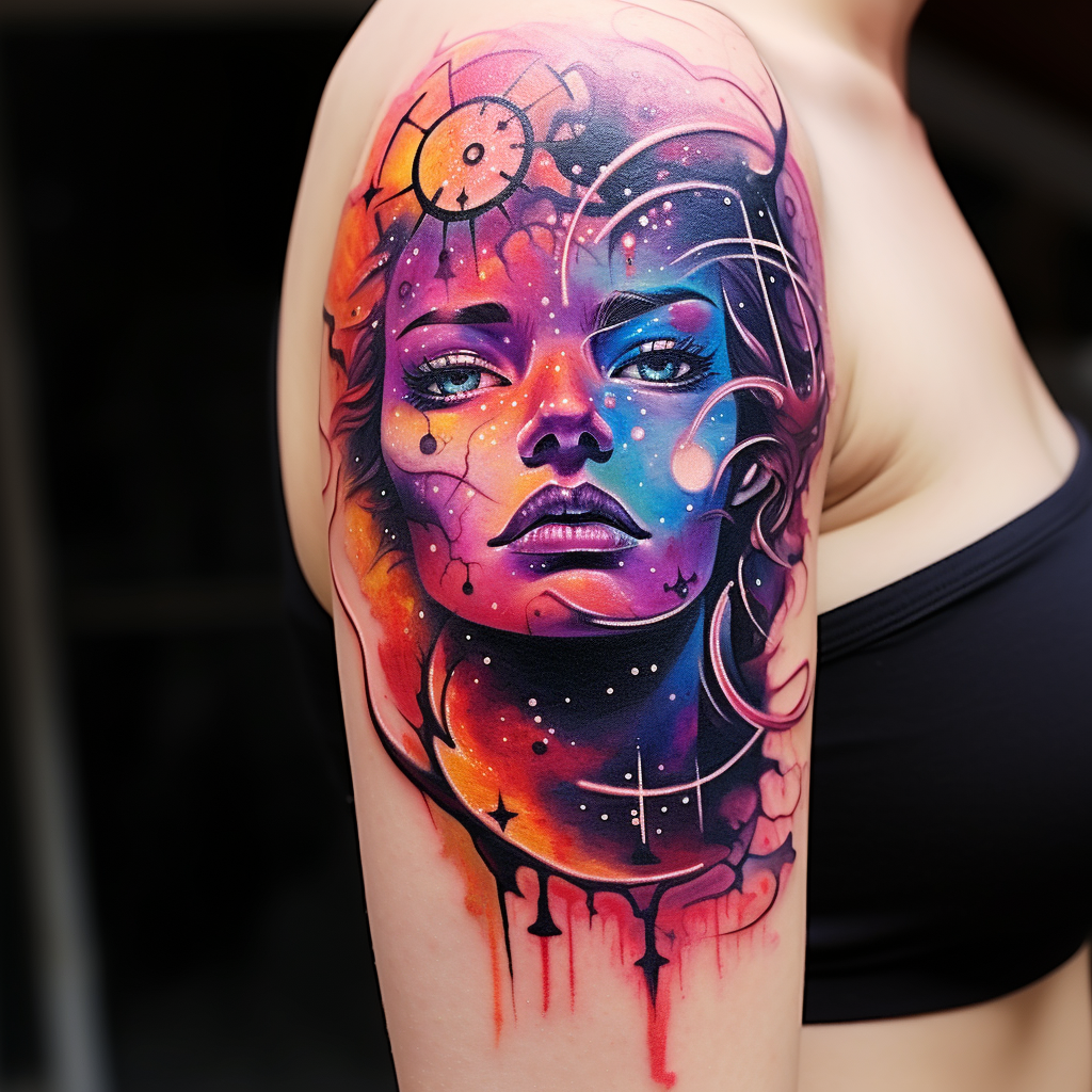 abstract-tattoos,Nebula & Sunset Face Morph