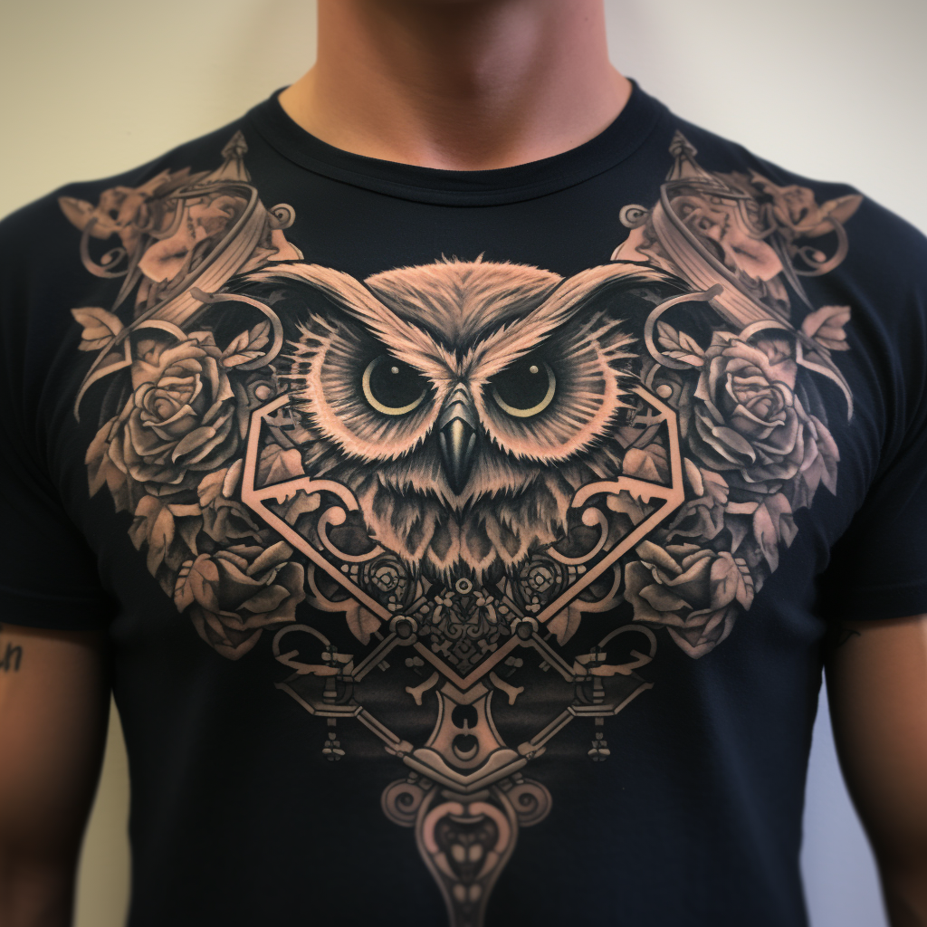 chest-tattoos,Owl Chest Tattoo