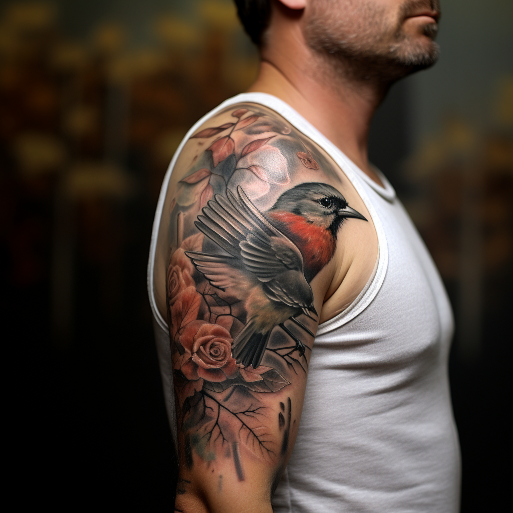 a tattoo,birds,Portrait & Nature Scene Merged