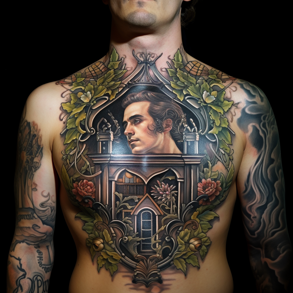 chest-tattoos,Portrait & Ornate Window