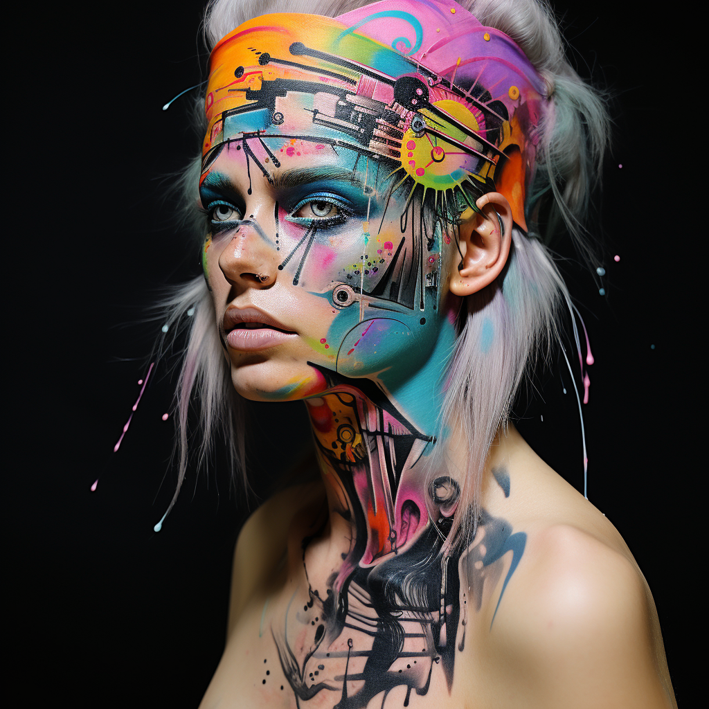 3d-tattoos,Psychedelic Portrait