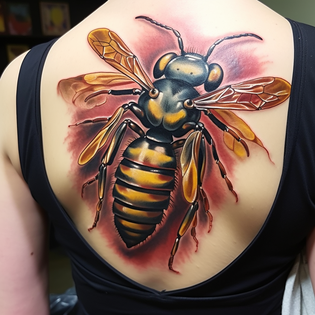 bug-tattoos,Realistic Wasp Tattoo