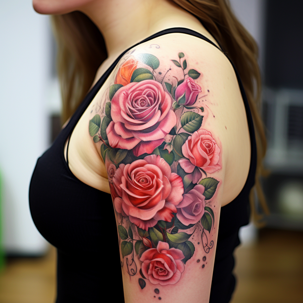 floral-tattoos,Beautiful Roses Side Tattoo
