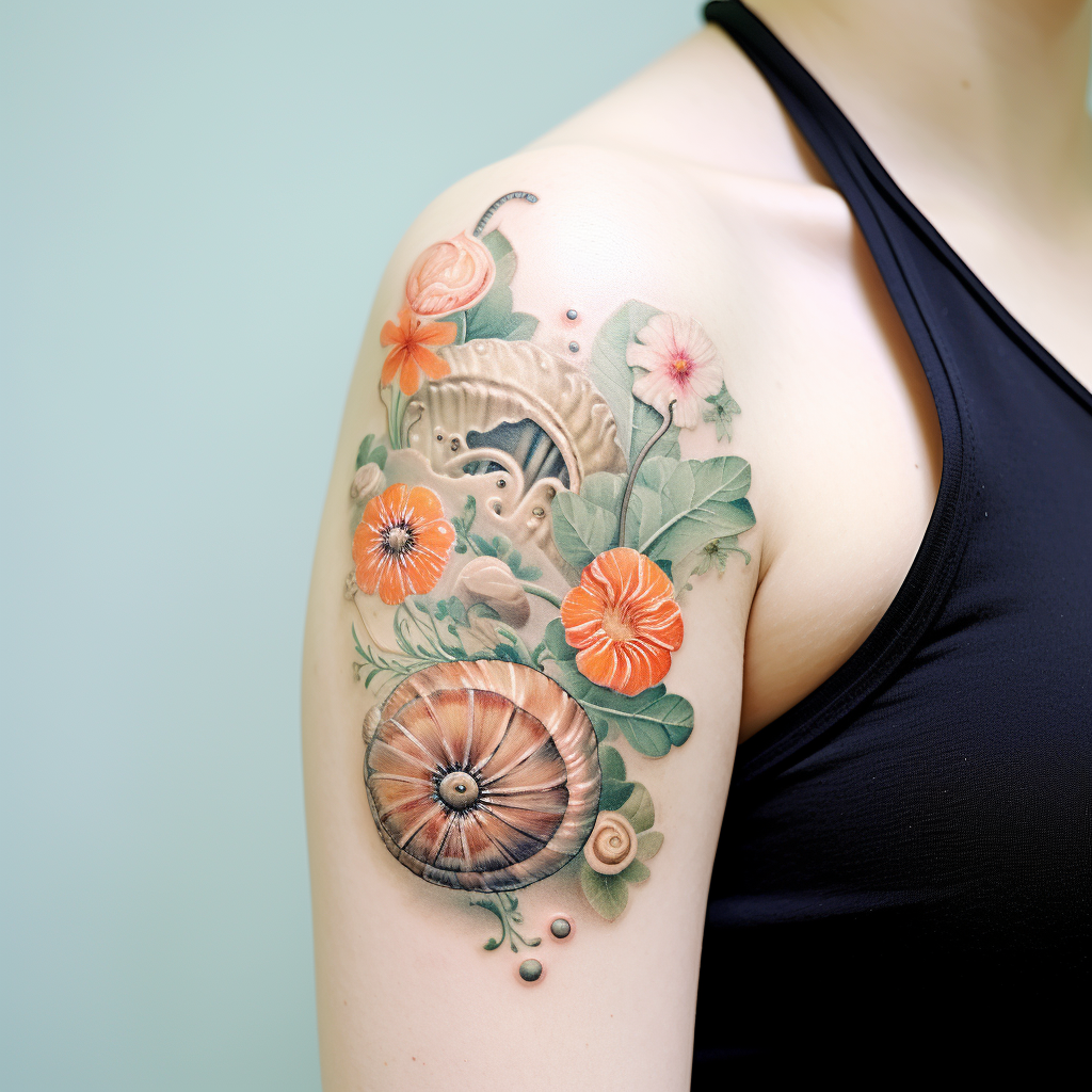 cute-tattoos-2,Sea Shell & Flowers