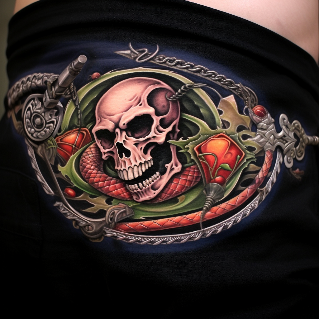 belly-tattoos,Snake & Dagger Stomach Tattoo