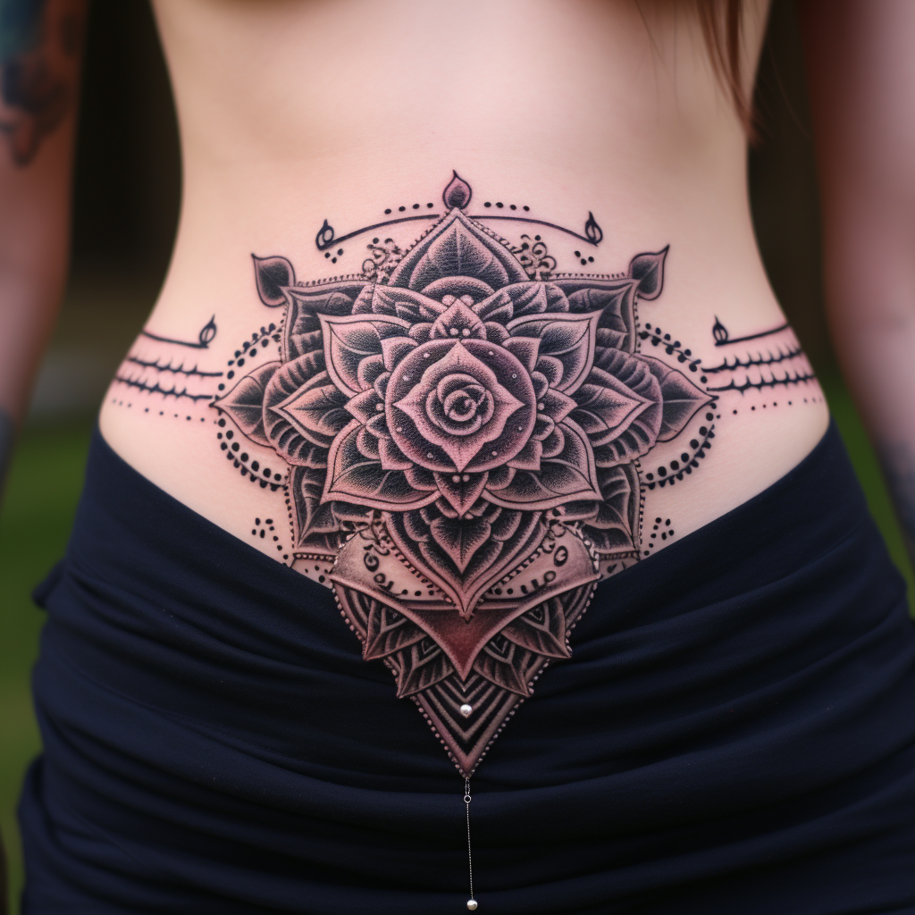 belly-tattoos,Sternum Mandala