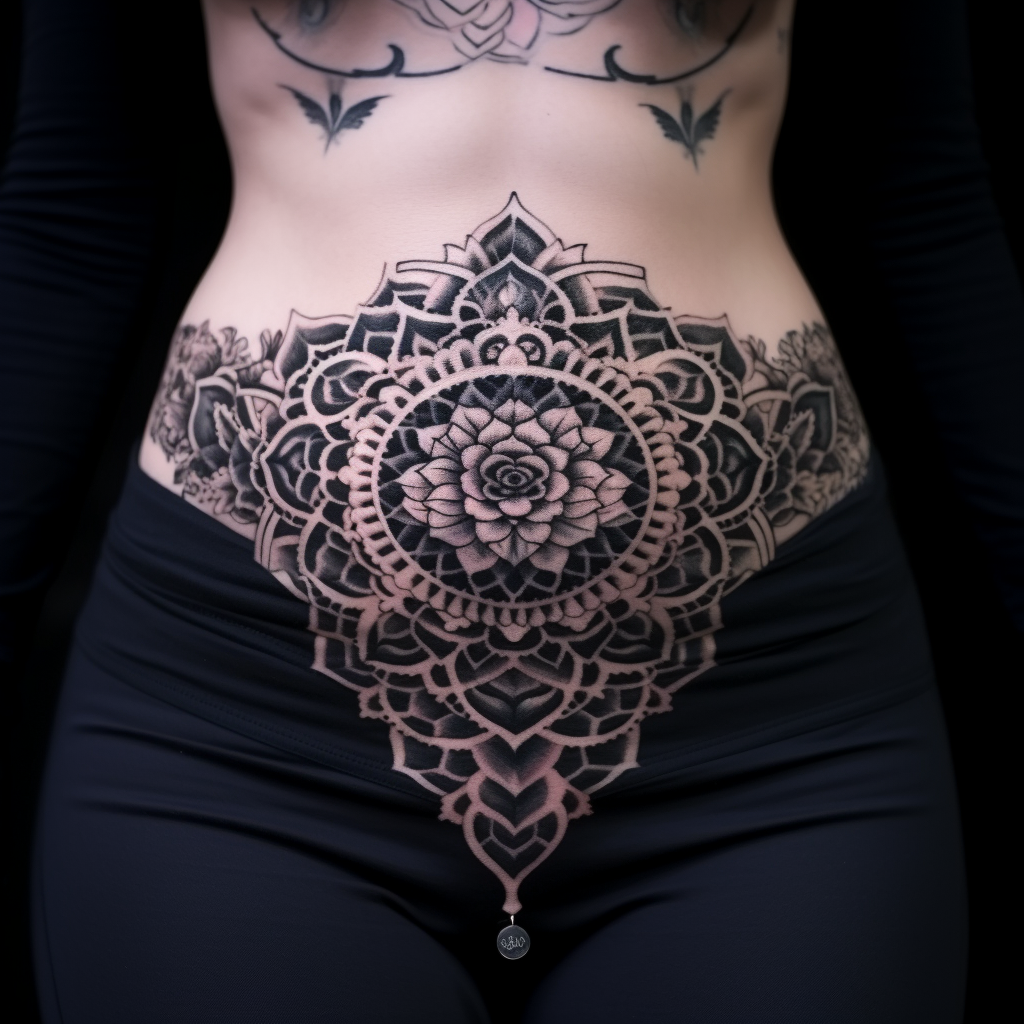 belly-tattoos,Underboob Ornamental Mandala