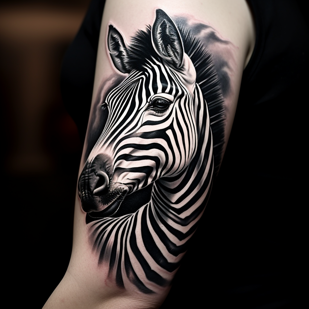 amazing-tattoos,Realistic Zebra