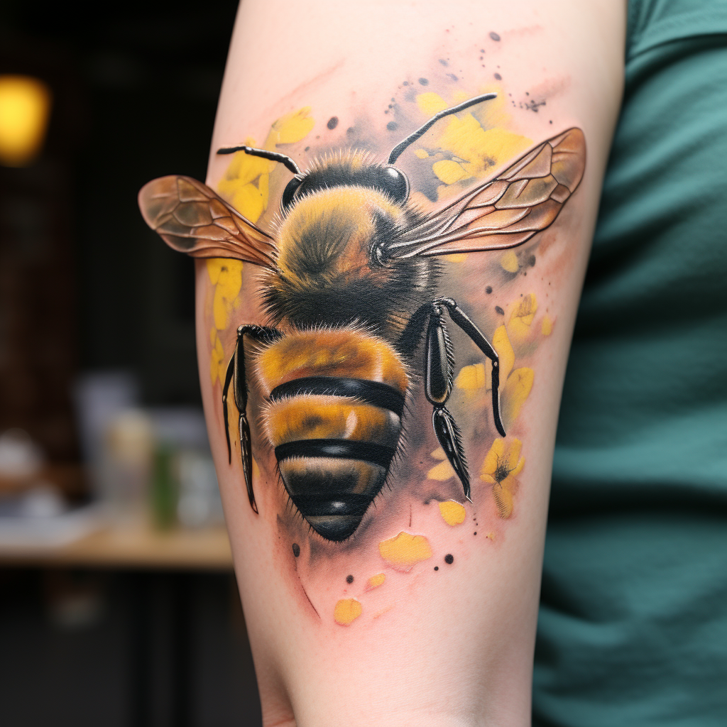 animal-tattoos,Realistic Bee Tattoo