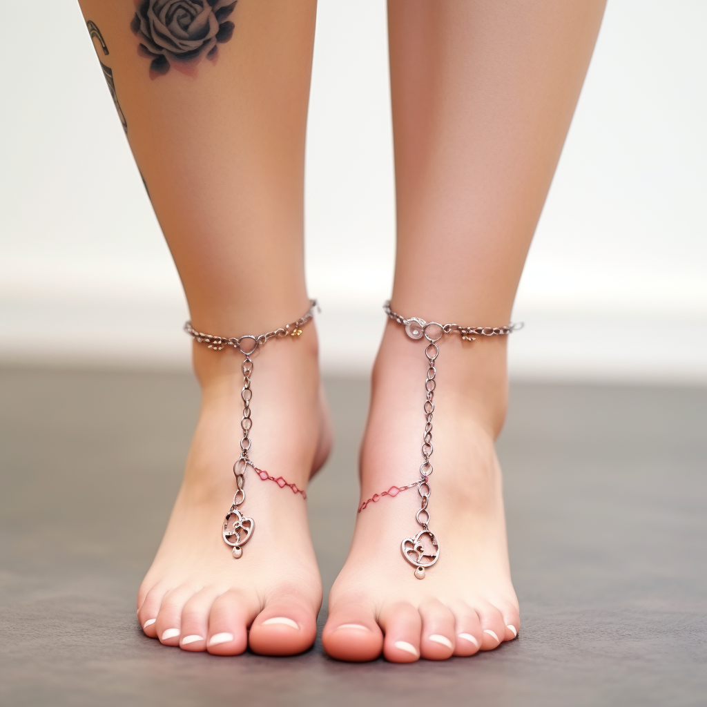 feet-tattoos,Cute Ankle Chain Tattoo