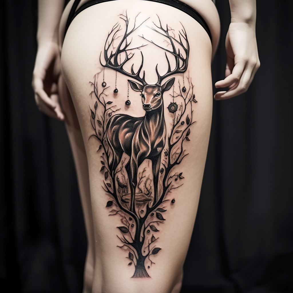 animal-tattoos,Deer Hip Tattoo