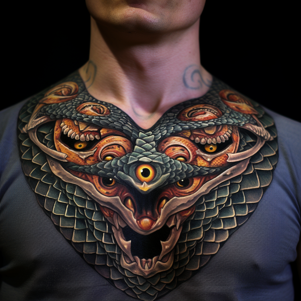 front-tattoos,Double-Headed Snake