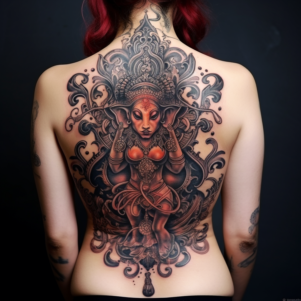 animal-tattoos,Ganesha Back Tattoo